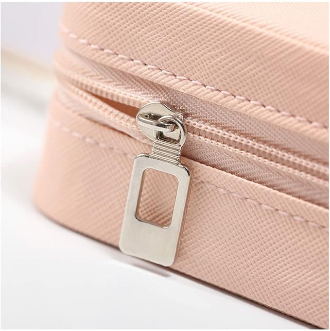 Small Travel Jewelry Case, To Go Portable Jewelry Box, Travel Jewelry Organizer,Portable Jewellery Storage Holder for Rings Earrings Necklace, Gifts for Girls Women -Pink
