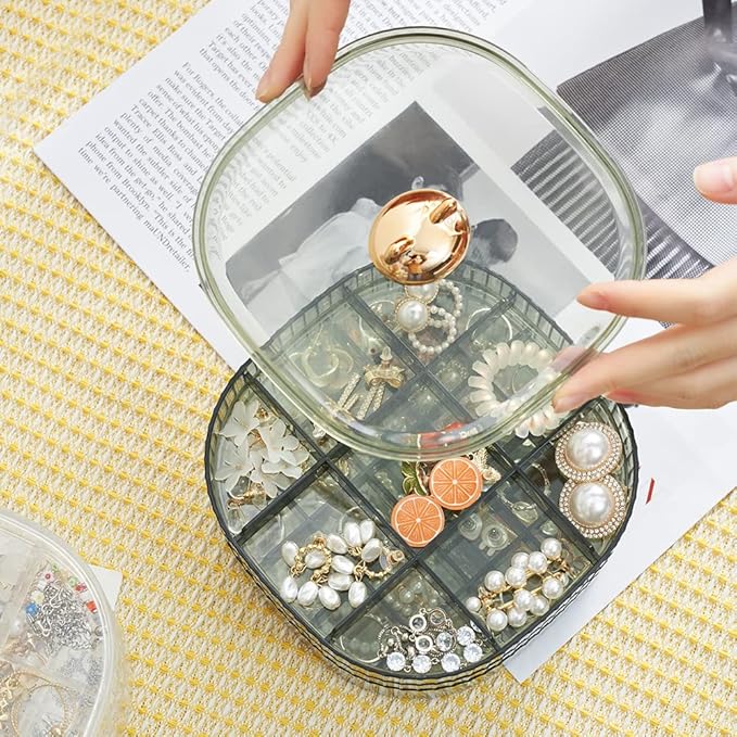 Earring Organizer,Stackable 3-Layers Clear Jewelry Box with Lid,Stud Earring Organizer for Women Girls,Earring Box Display Holder for Earrings Ring Studs Bracelet Necklace Crafts(Green)