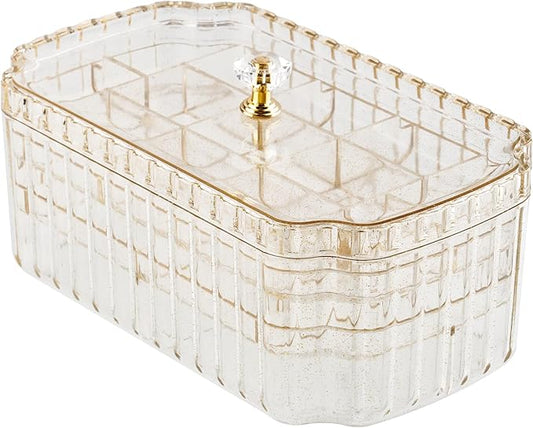 Transparent 3-Layer Jewelry Organizer Box with Elegant Gold Handle, Efficient Storage Versatile for Earrings, Rings, Bracelets & Watches, Stylish Multi-Functional Accessory Holder